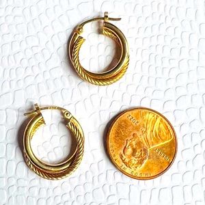 10kt double hoops earrings. real gold.